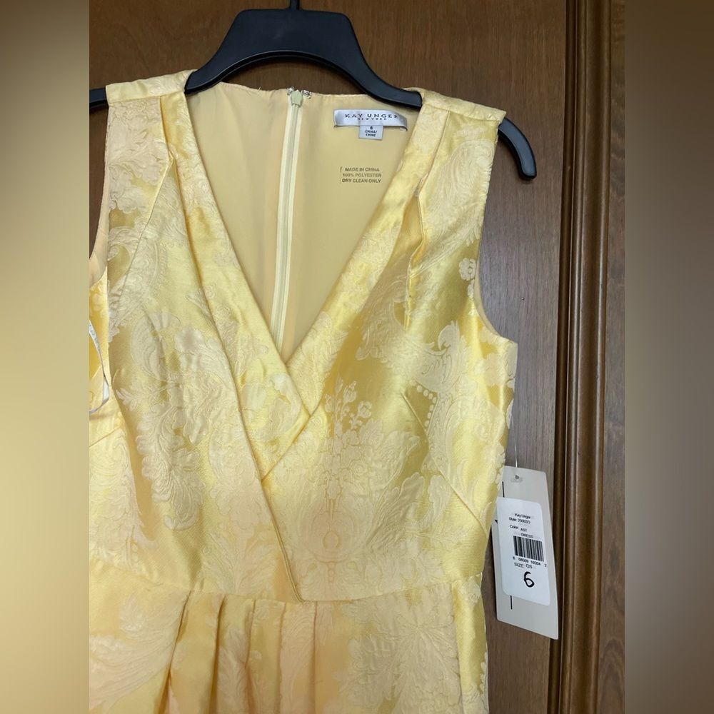 Kay Unger Yellow Gold High Low Cocktail Dress - Picture 2 of 2